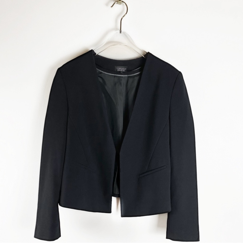 TOPSHOP Black Blazer single breasted Womens size 8 Classic Office Chic